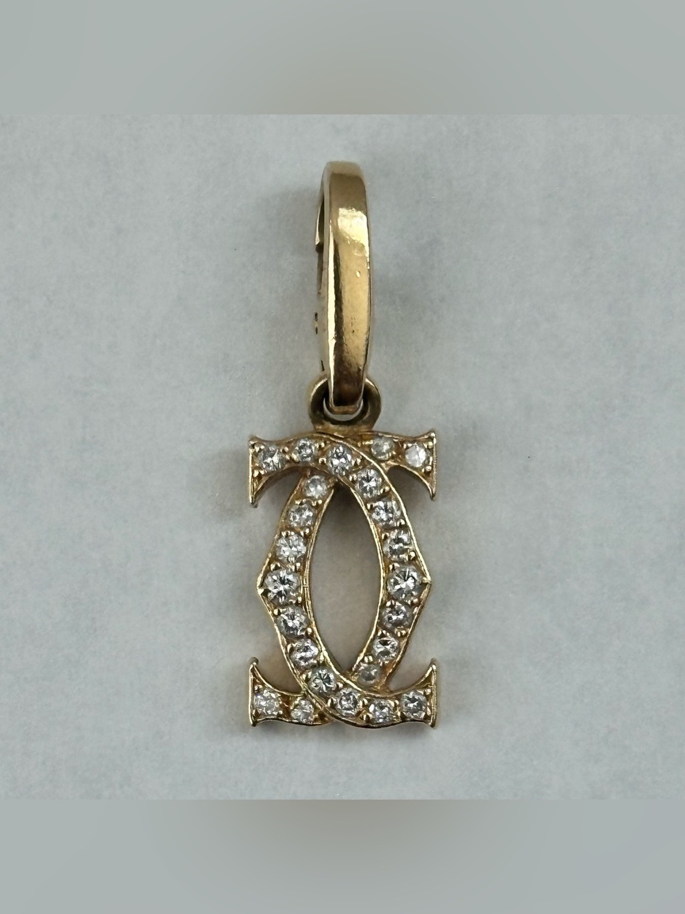 Cartier 18K Yellow Gold Diamond Double C Charm Pendant Rare Collector’s Piece!!